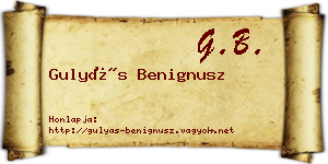 Gulyás Benignusz névjegykártya